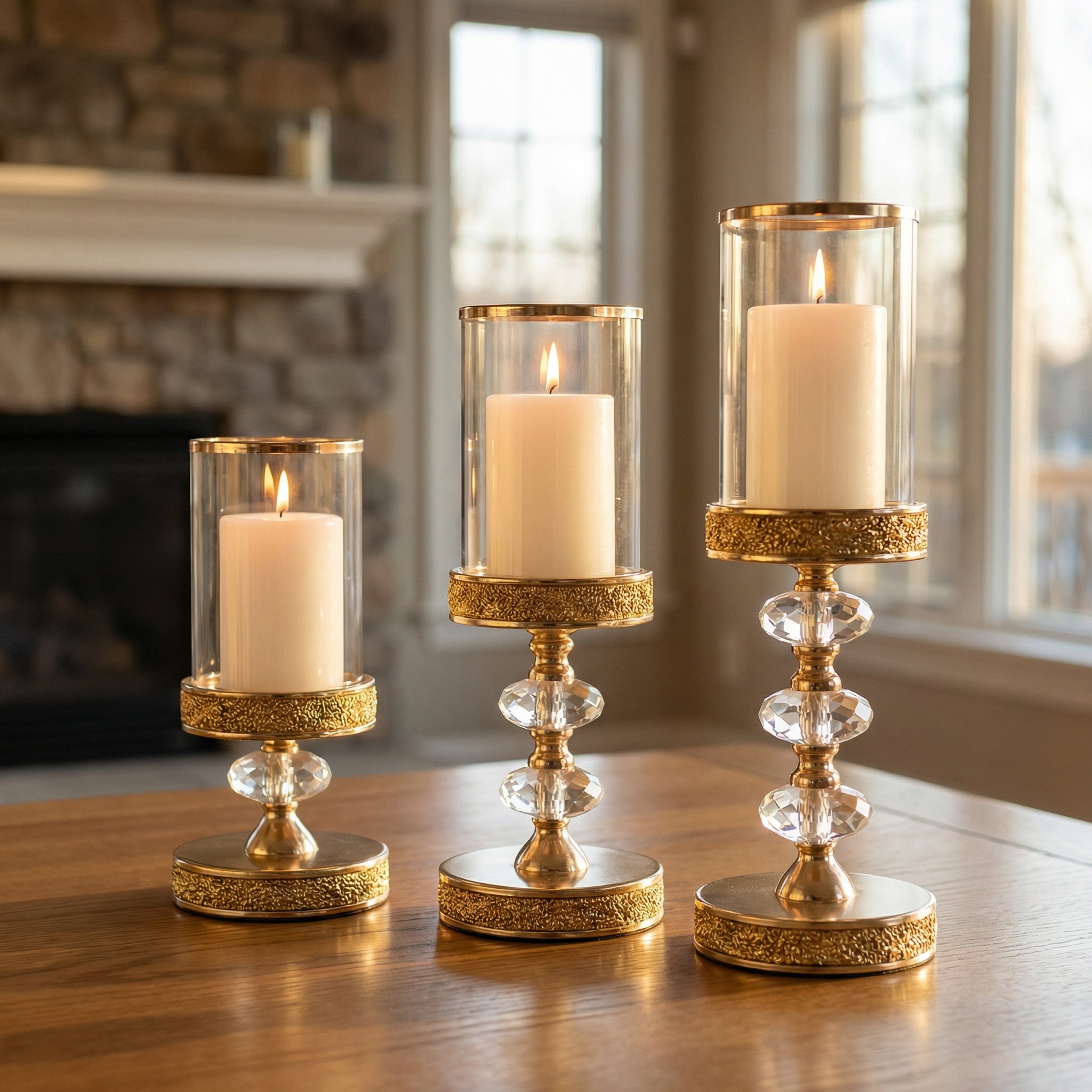 Scented Candle Luxury - Luxury Crystal Pillar Candle Holders Set