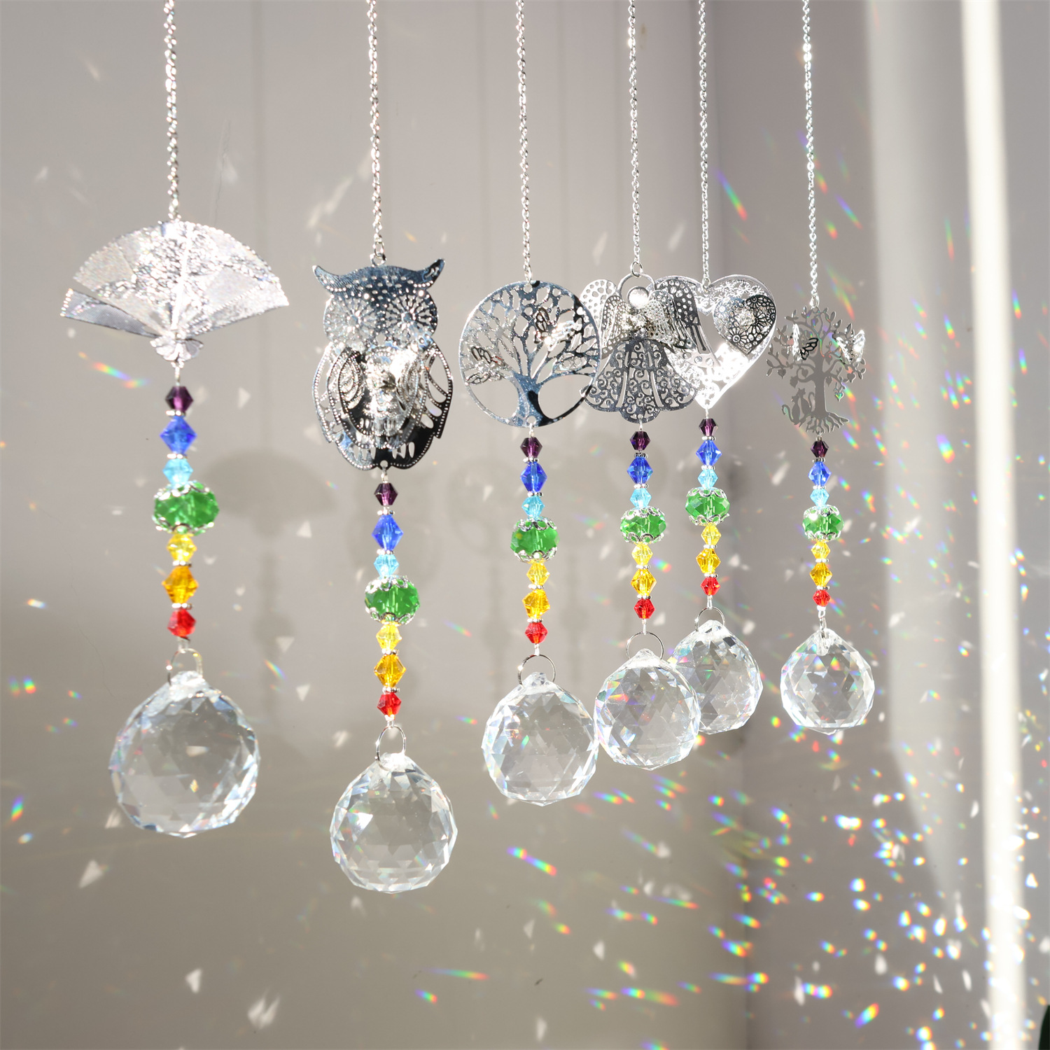 Crystal Ball Decor - Crystal Sun Catcher Metal Piece Owl