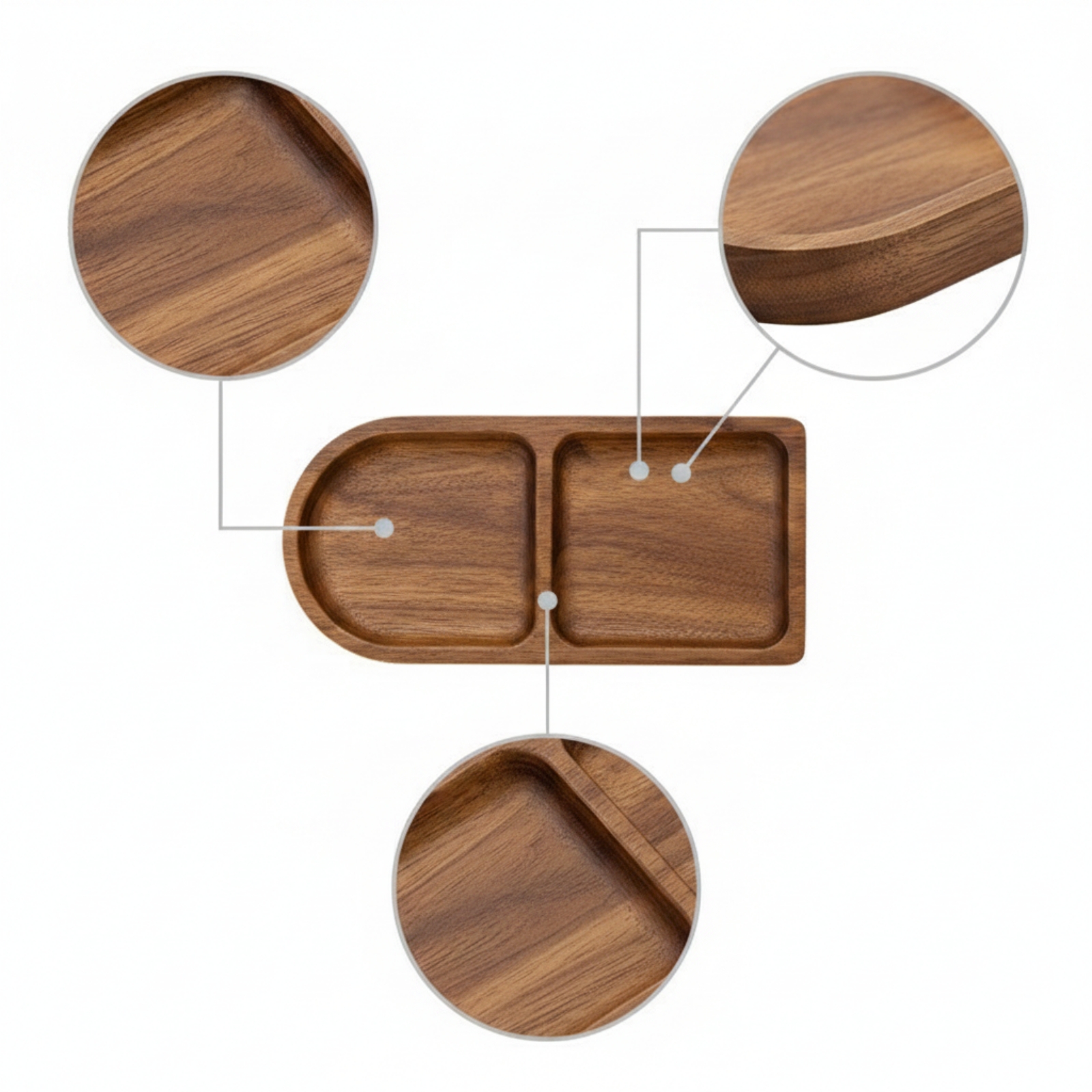 Wooden Serving Tray - Divided Serving Tray Natural Serving Tray