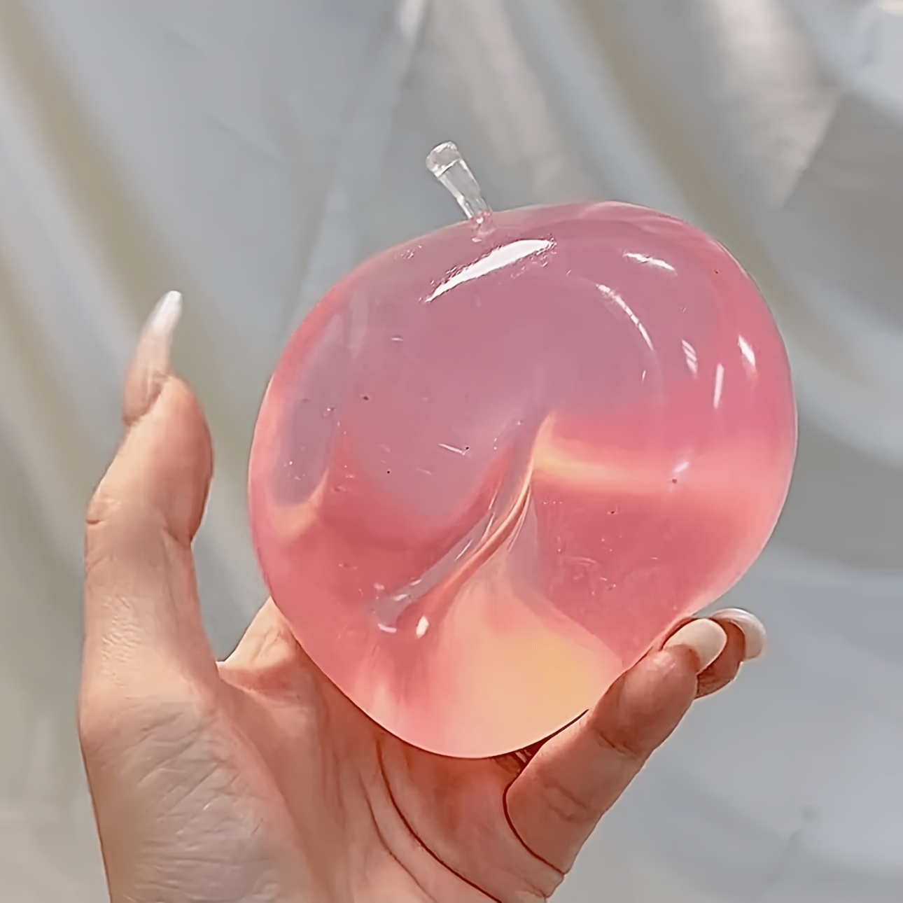 Crystal Ball Decor - Cute Pink Apple Squishy Toy: Crystal
