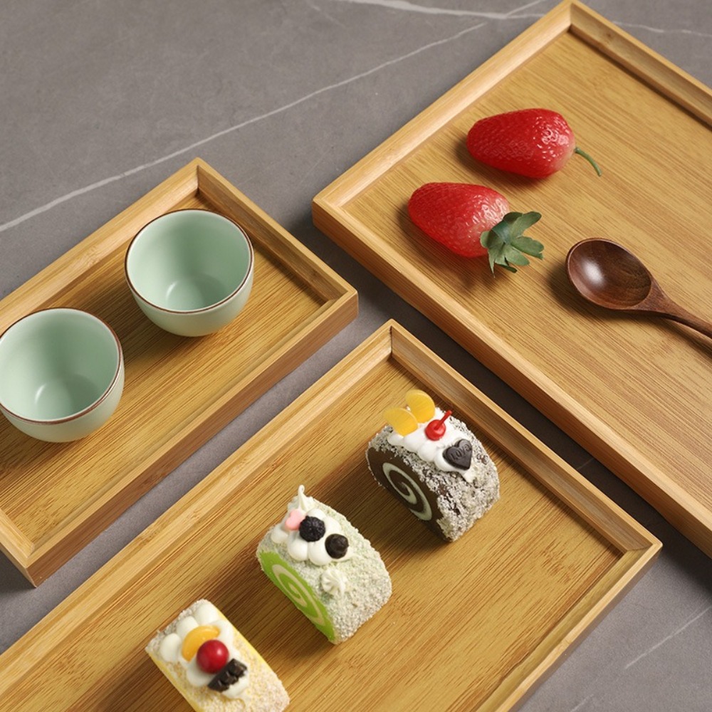 Rectangular Bamboo Tray Solid  - Wooden Serving Tray recensione e prezzo
