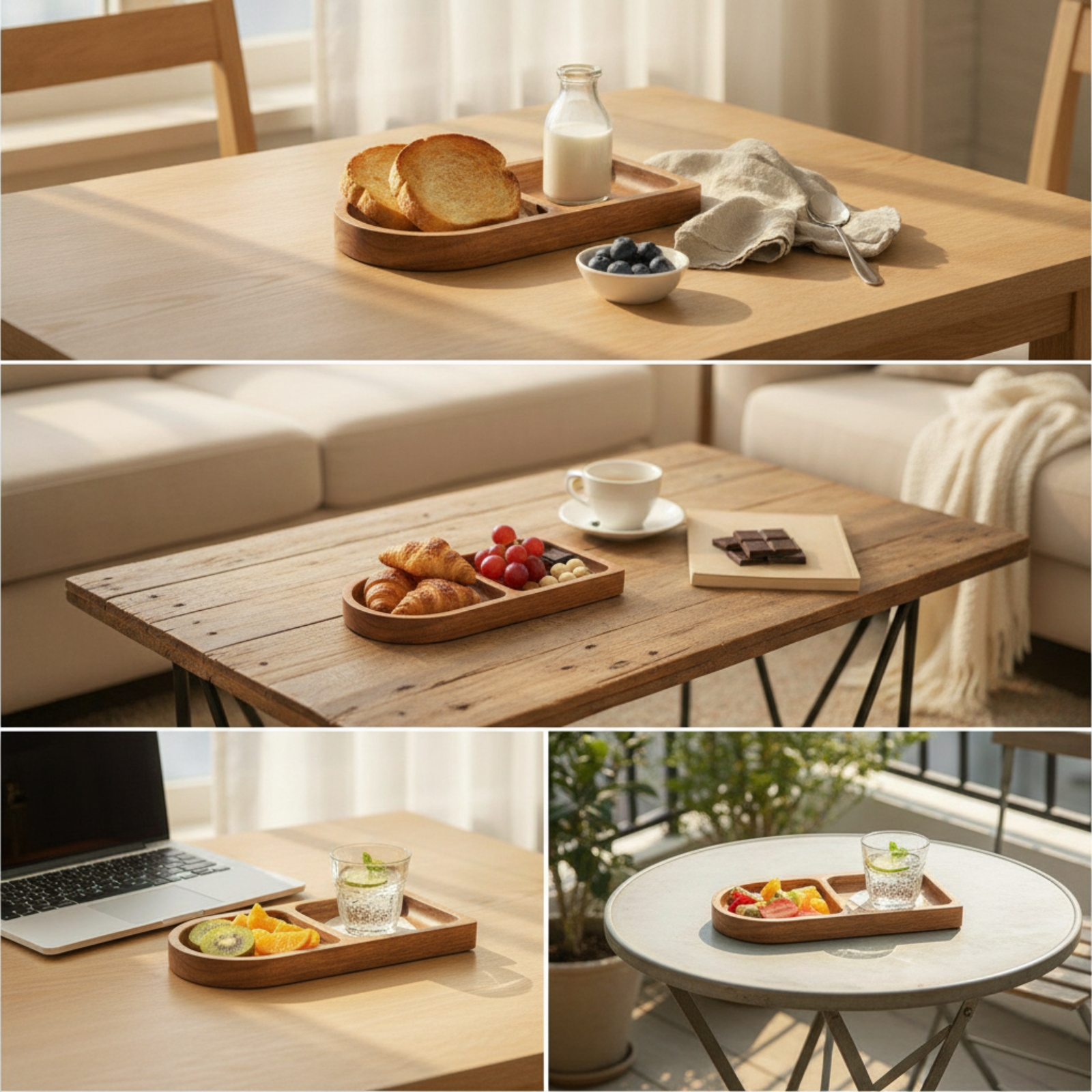 Divided Serving Tray Natural S - Wooden Serving Tray recensione e prezzo