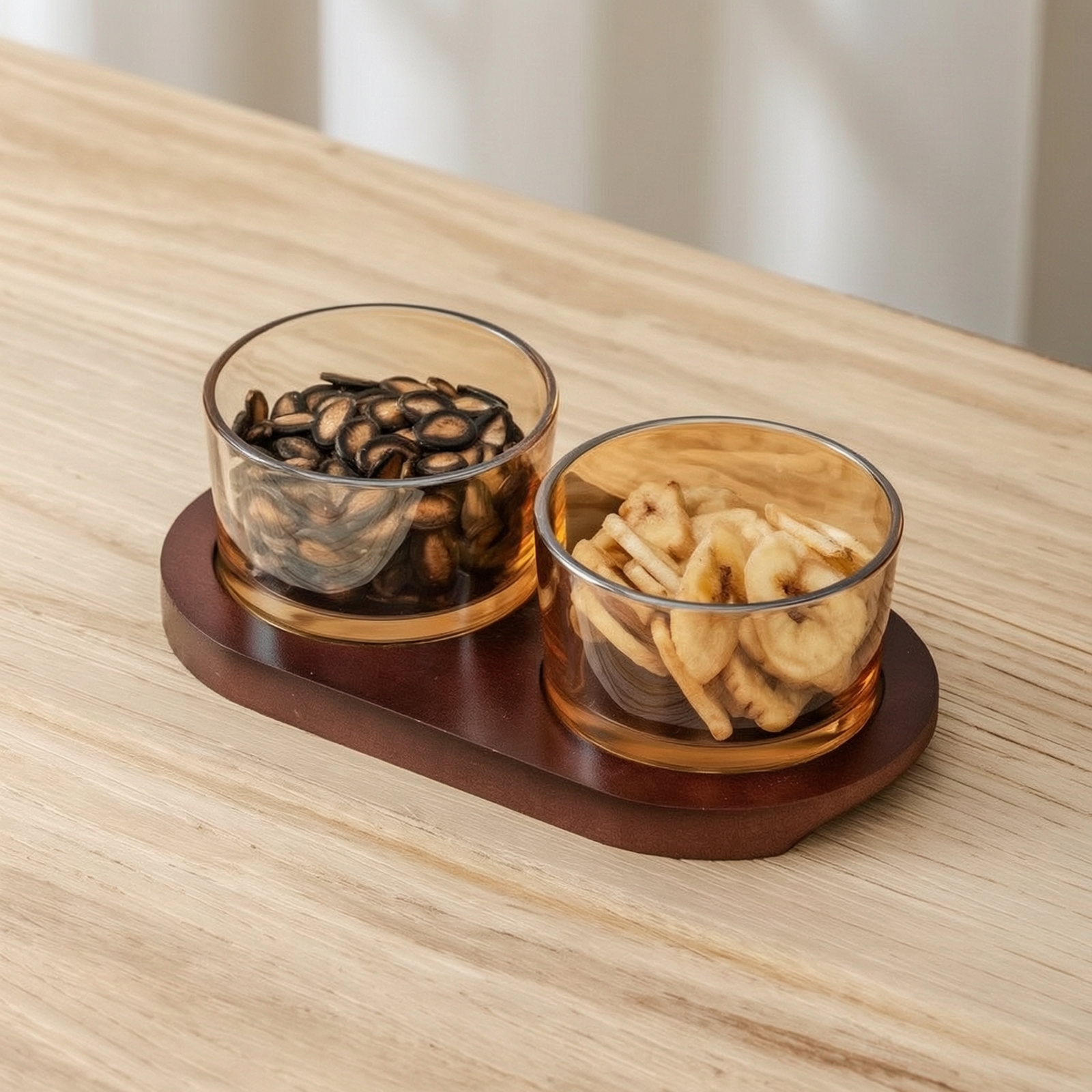 Snack Server with Glass Bowls  - Wooden Serving Tray recensione e prezzo
