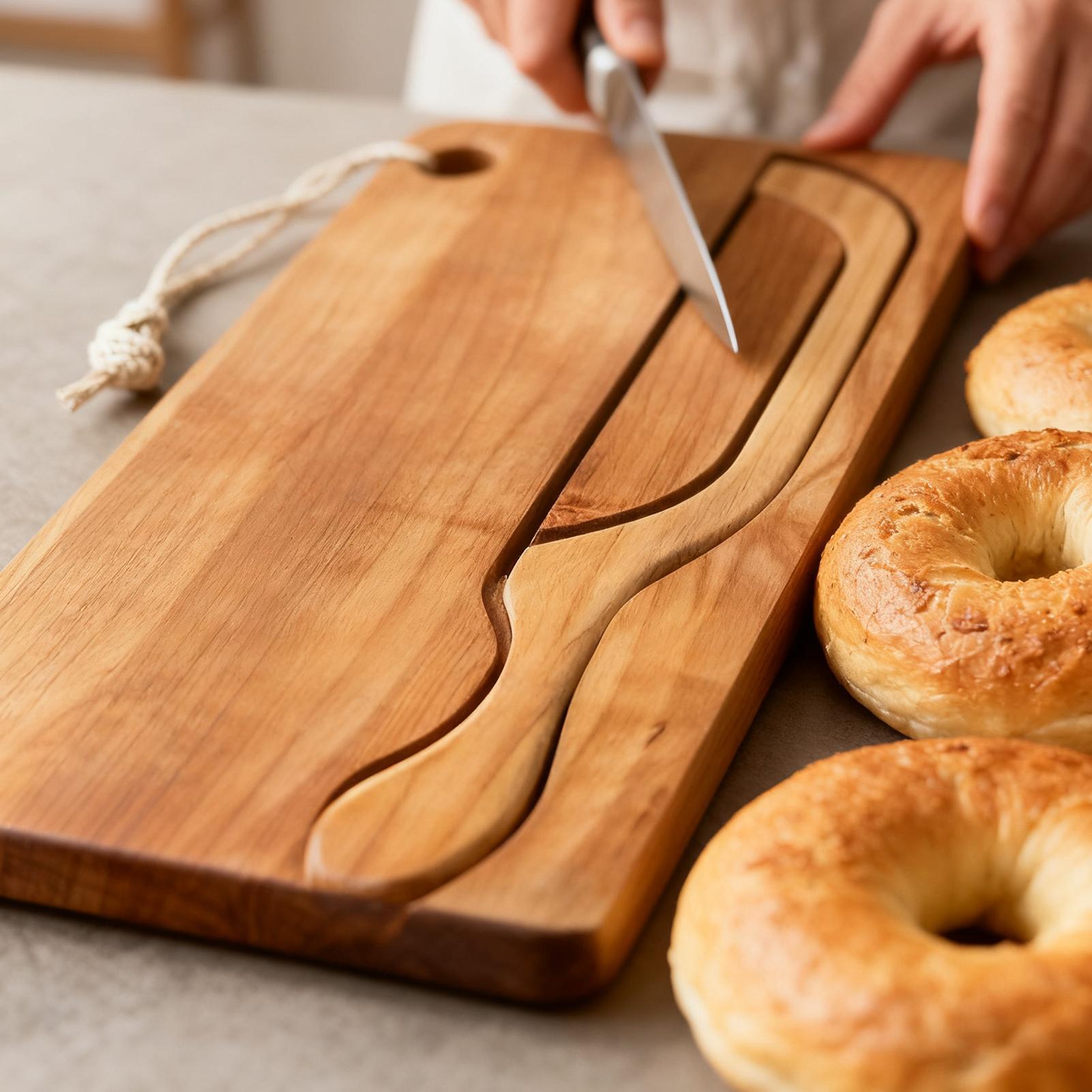 Bread Cutter for Sourdough Bow - Wooden Serving Tray recensione e prezzo