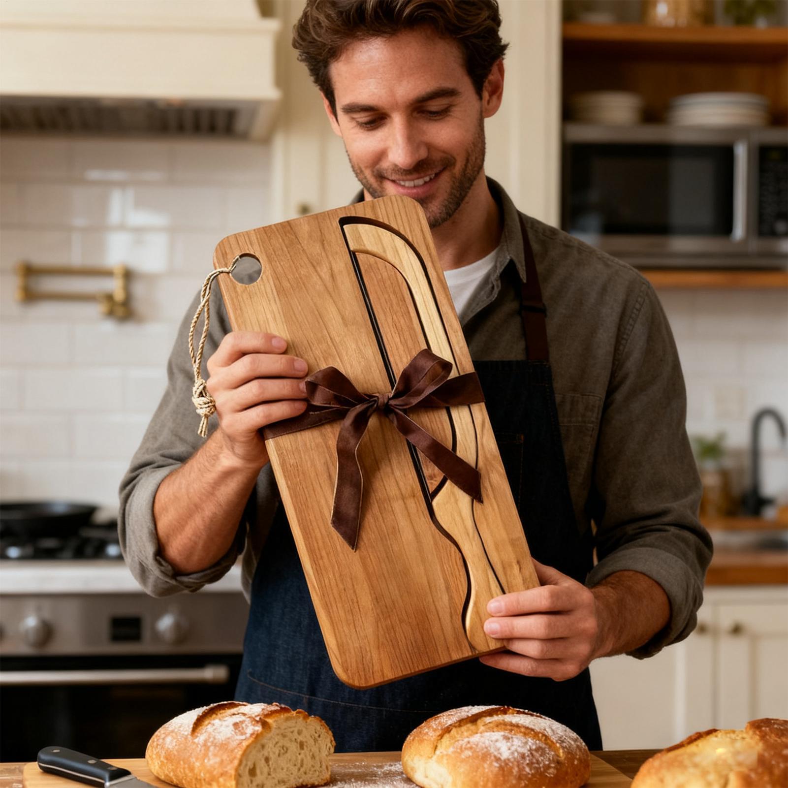 Bread Cutter for Sourdough Bow - Wooden Serving Tray recensione e prezzo