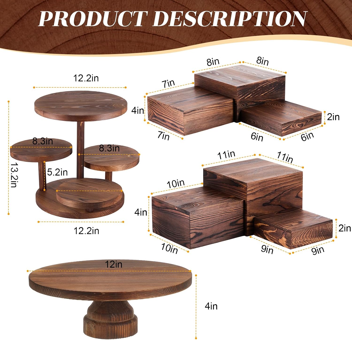 4 Tier Round Cupcake Tower Sta - Wooden Serving Tray recensione e prezzo