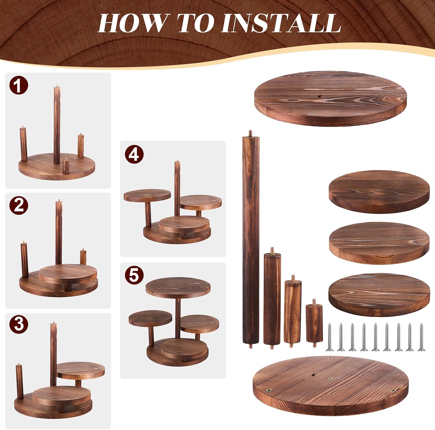 4 Tier Round Cupcake Tower Sta - Wooden Serving Tray recensione e prezzo