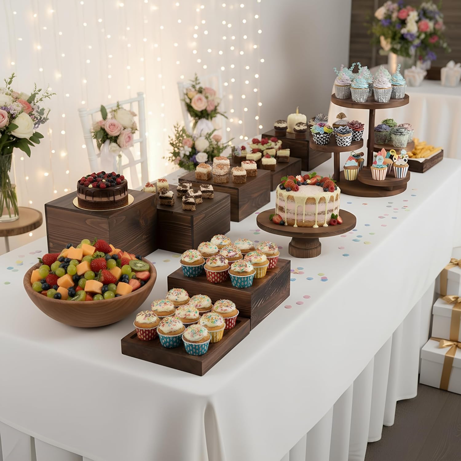 4 Tier Round Cupcake Tower Sta - Wooden Serving Tray recensione e prezzo