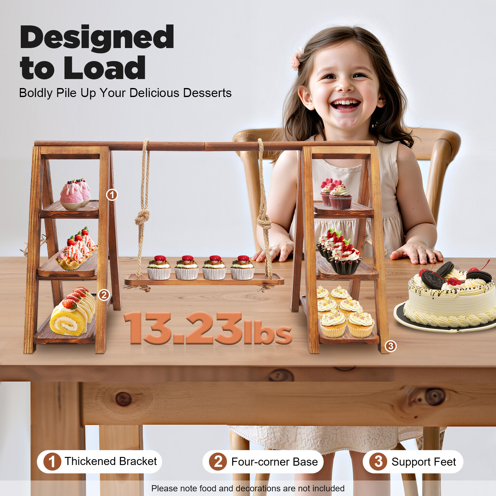 Wooden 3 Tier Cupcake Stand wi - Wooden Serving Tray recensione e prezzo