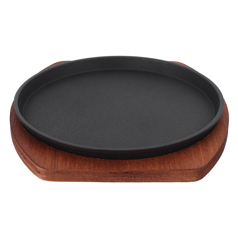1Set Iron Steak Sizzle Griddle - Wooden Serving Tray recensione e prezzo